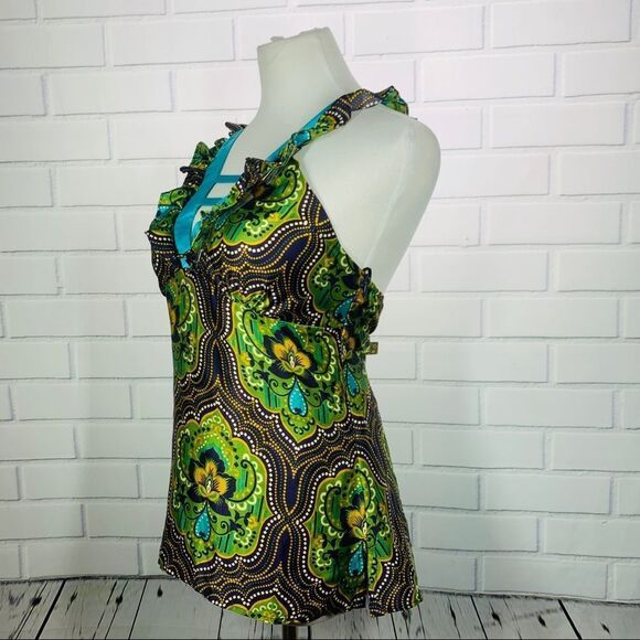 Postella Green Ruffle Sleeve Peacock Tank - Large - Picture 5 of 16